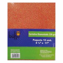 CARTULINA BUHO DIAMANTINA 003 CARTA ROJA (PAQ10)